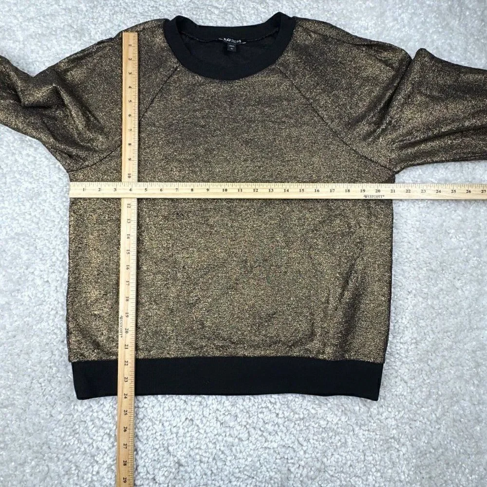 Express Metallic Gold Balloon Sleeve Crew Neck Sweatshirt